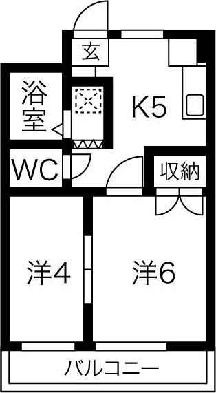 コーポ川原(2DK/1階)の間取り写真