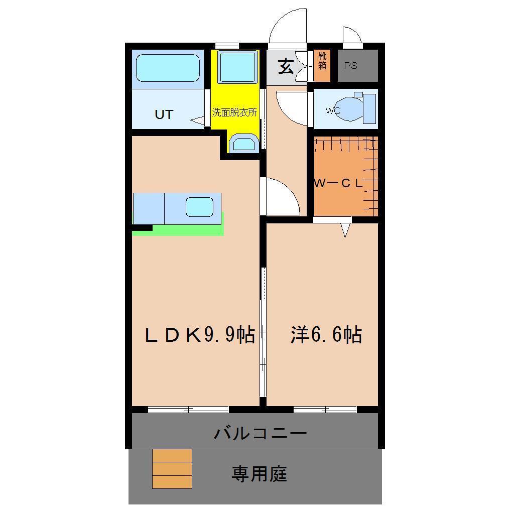 ラフィーナパレス南宮崎(1LDK/2階)の間取り写真