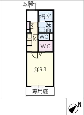 岡崎市上和田町シャーメゾンA棟(1K/1階)の間取り写真