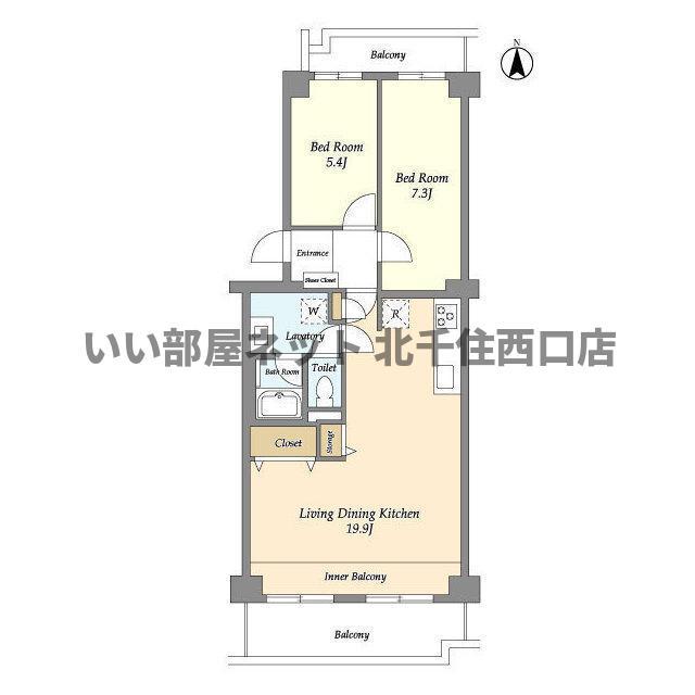 コンフォリア竹ノ塚イースト(2LDK/6階)の間取り写真