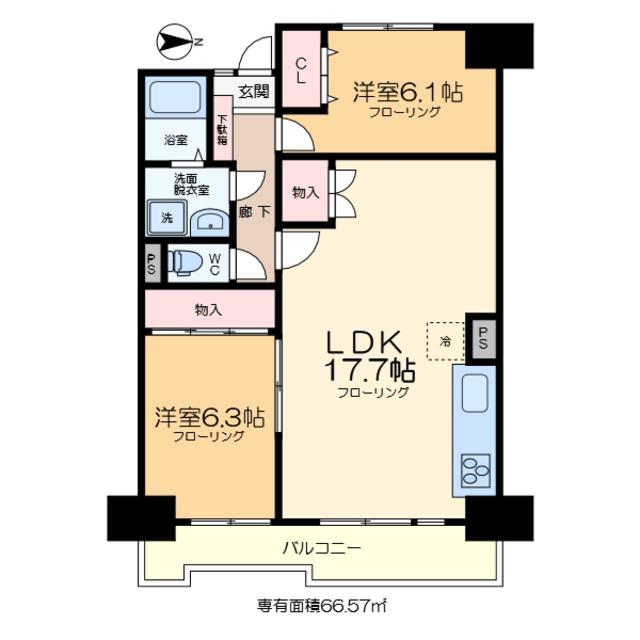 綾瀬プルミエ(2LDK/7階)の間取り写真