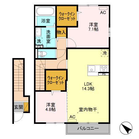 メゾン リアン(2LDK/2階)の間取り写真