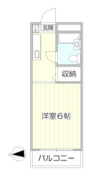 ハイツ東山B(1K/3階)の間取り写真
