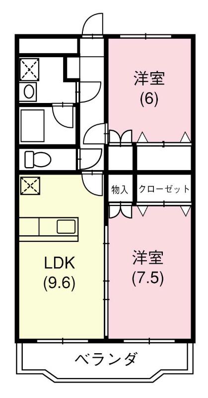 イーストガーデンウェールズ(2LDK/1階)の間取り写真