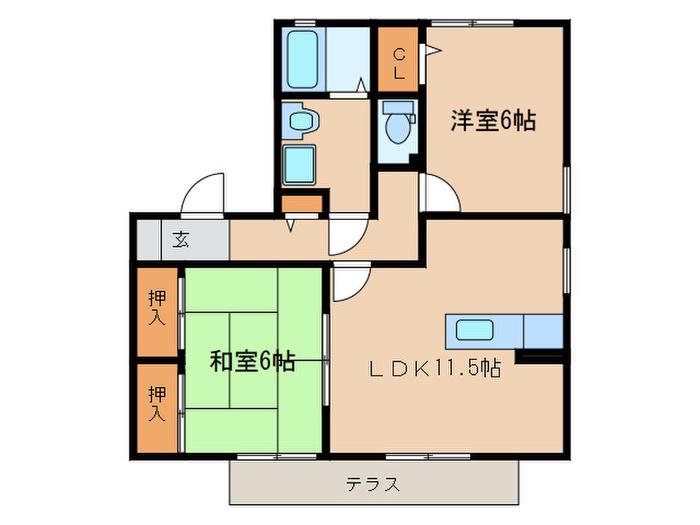 ヴェルドミール春日(2LDK/2階)の間取り写真