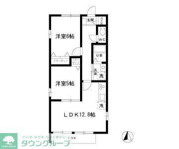 キャッスル本庄B棟(2LDK/1階)の間取り写真