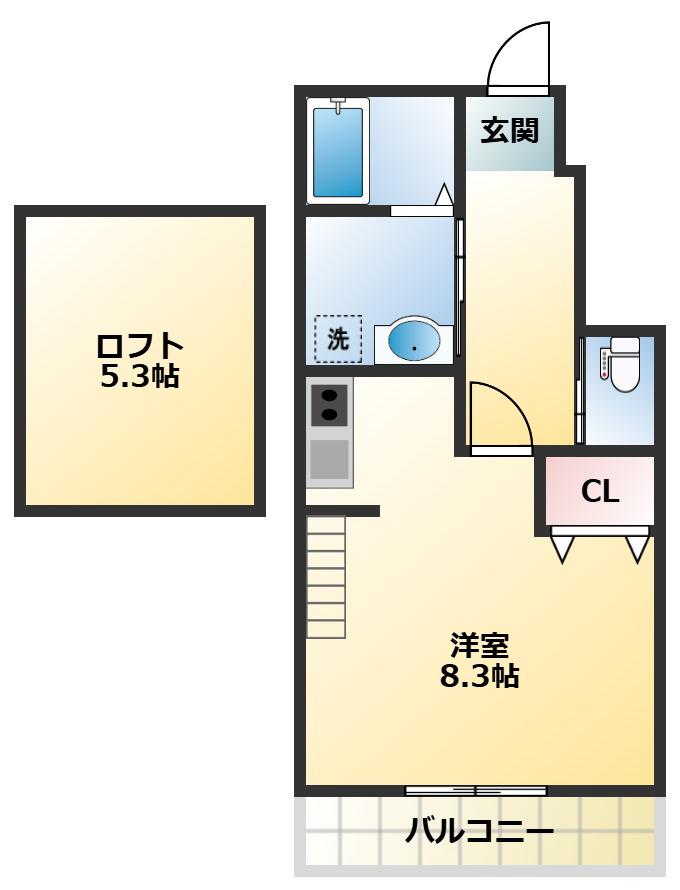 あんしん住道矢田08-5001(ワンルーム/1階)の間取り写真