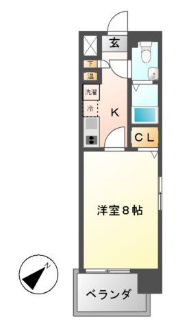 プレサンスMIU新栄(1K/3階)の間取り写真