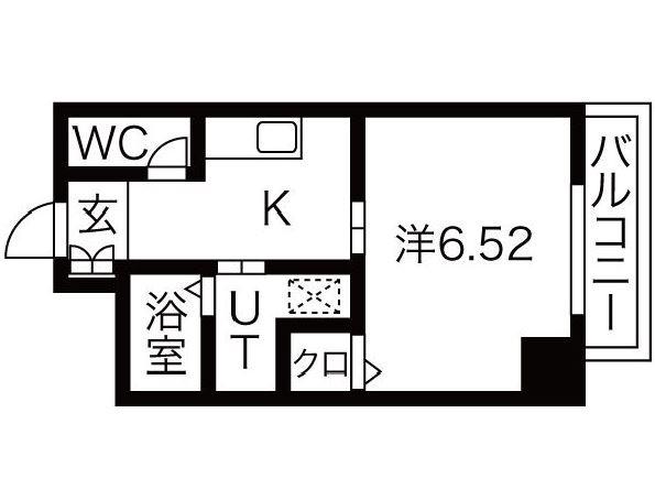 WINGS 市岡元町(1K/3階)の間取り写真
