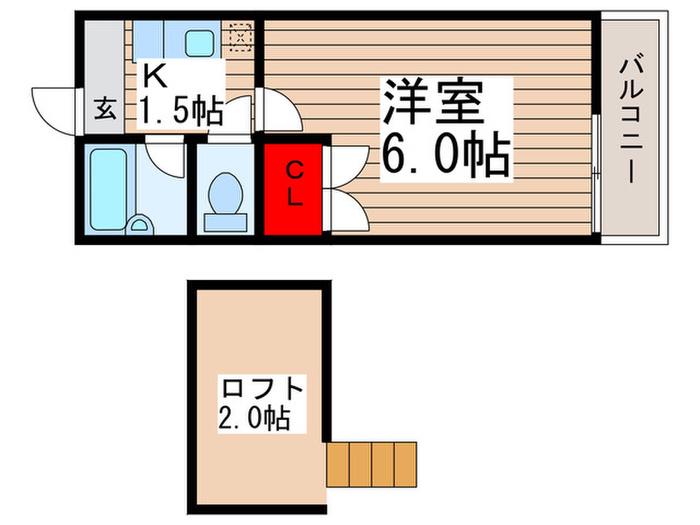 エミナンス1(1K/1階)の間取り写真