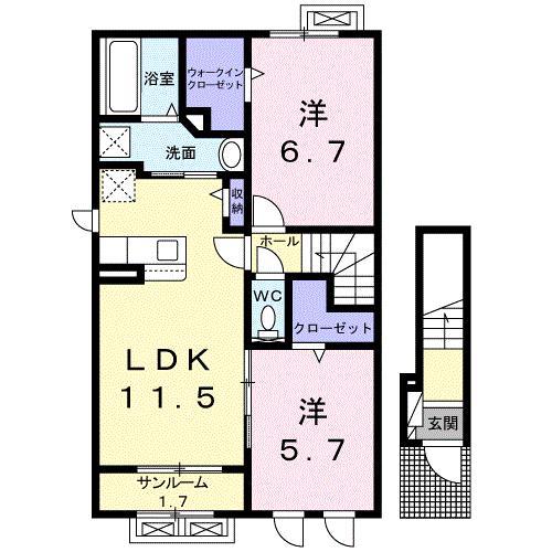ドリーマーズ A(2LDK/2階)の間取り写真