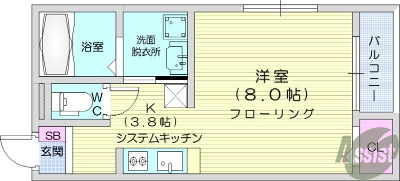 エスポワール(ワンルーム/1階)の間取り写真