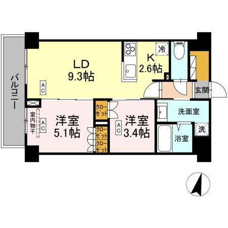 ロイジェント西新井(2LDK/2階)の間取り写真