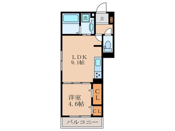 D-ROOM富野乾垣内(1LDK/1階)の間取り写真