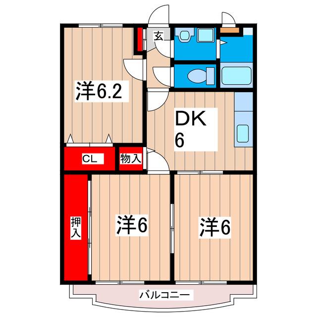 アークヒル(3DK/2階)の間取り写真
