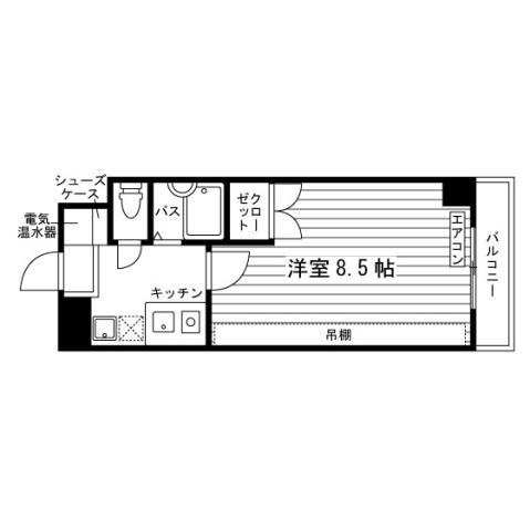 グランディール京田辺(1K/2階)の間取り写真