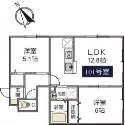 ソフィア(2LDK/1階)の間取り写真
