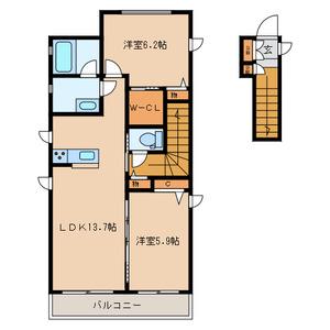 SHAMAISON K(2LDK/2階)の間取り写真