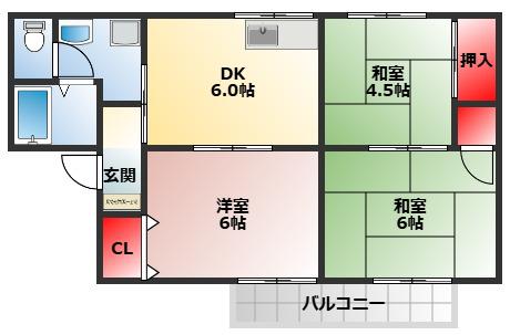 セジュールエクレアB(3DK/2階)の間取り写真