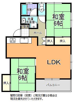 ファミール・末広 A・B棟(2LDK/2階)の間取り写真