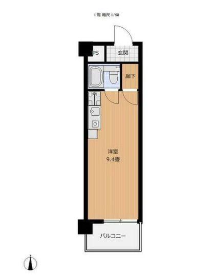 ダイアパレス中新町(1K/4階)の間取り写真