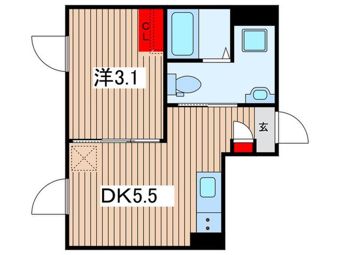 KIYOSUMI BASE(1DK/3階)の間取り写真