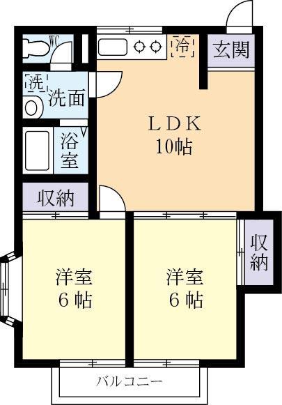 ウッディハイツ(2LDK/1階)の間取り写真