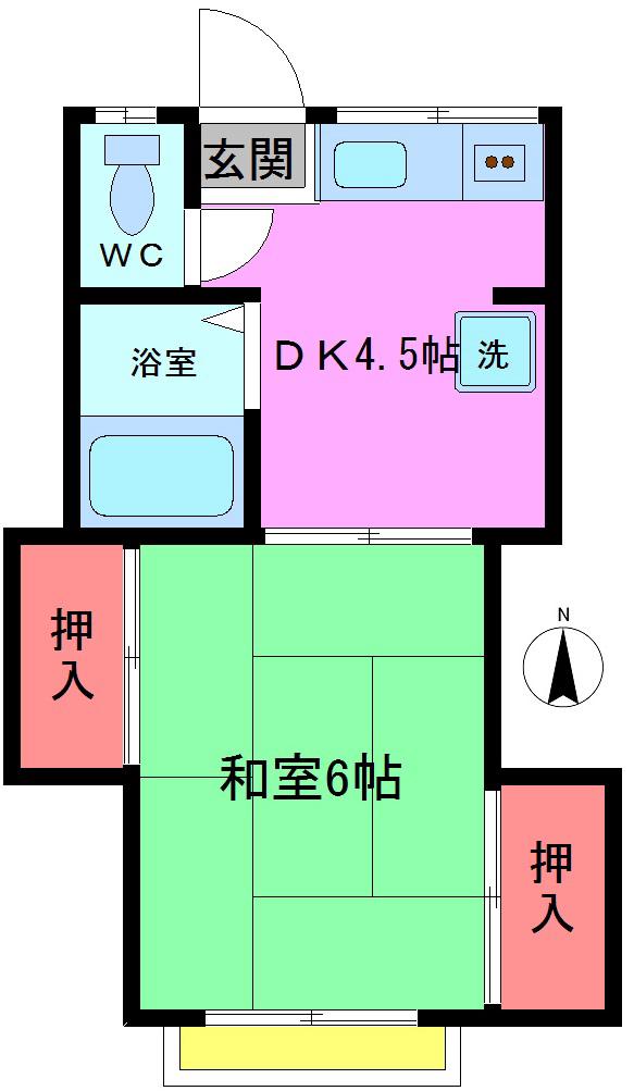 第1三橋荘(1K/2階)の間取り写真