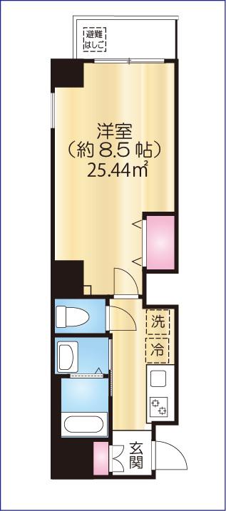 グランコート亀戸(1K/2階)の間取り写真