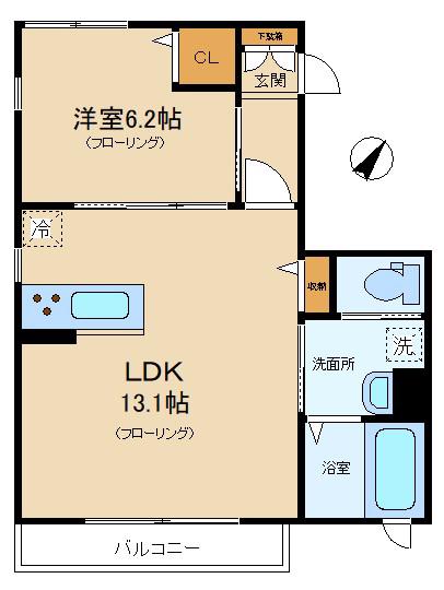 COURT BONHEUR(1LDK/1階)の間取り写真