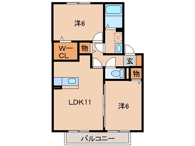 D-ROOM花みずき(2LDK/2階)の間取り写真
