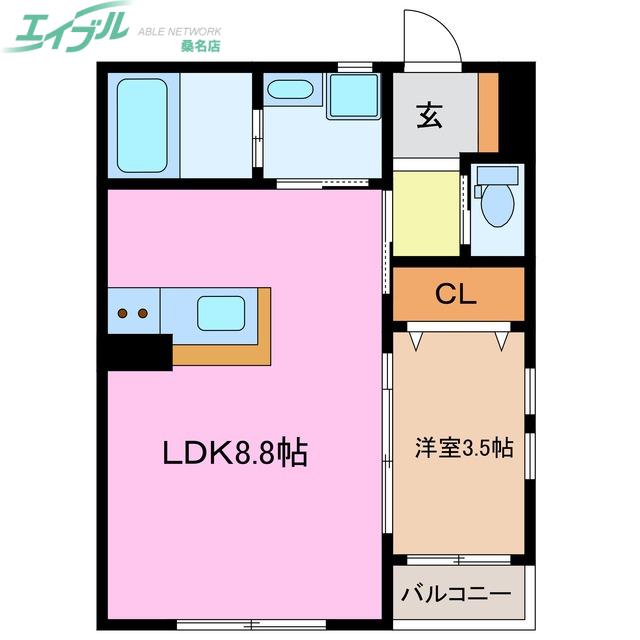 ADAN星川(1LDK/2階)の間取り写真