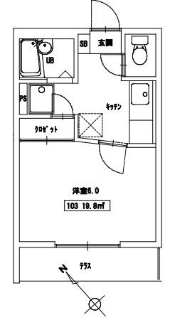 パインヴィラIII(1K/1階)の間取り写真
