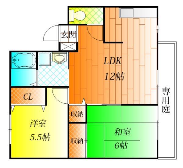 AKINAハイツ2(2LDK/2階)の間取り写真