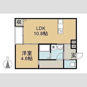 CUORE A棟(1LDK/2階)の間取り写真