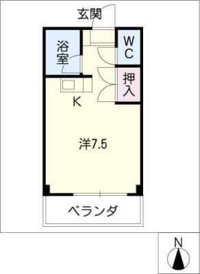 メゾンテンプル(ワンルーム/2階)の間取り写真