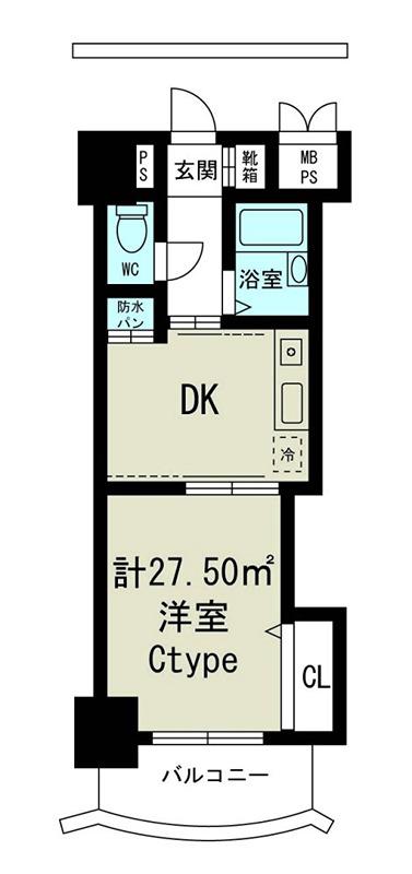 ノルデンハイム東三国(1DK/12階)の間取り写真