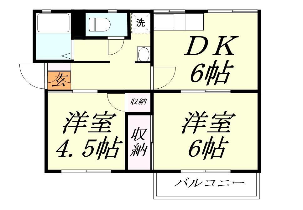 シティハイムせんげん台(2DK/2階)の間取り写真