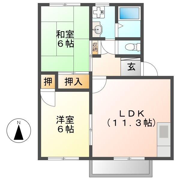モンシャトー可児(2LDK/1階)の間取り写真