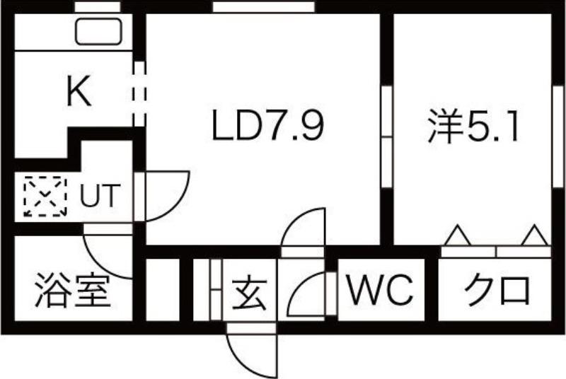 ガーデンコート壱番館(1LDK/2階)の間取り写真