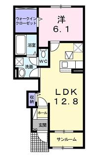 フレグランスFII(1LDK/1階)の間取り写真