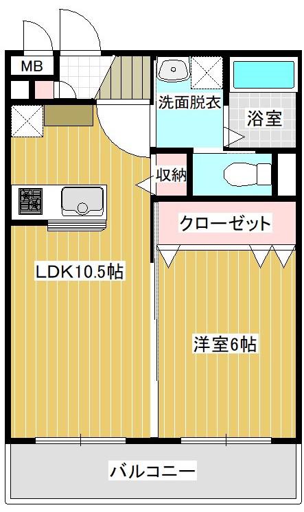 アヴェニール大野原C棟(1LDK/1階)の間取り写真