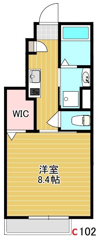オリオン(1K/1階)の間取り写真