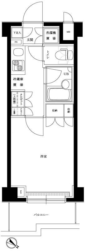 ルーブル目黒不動前(1K/4階)の間取り写真