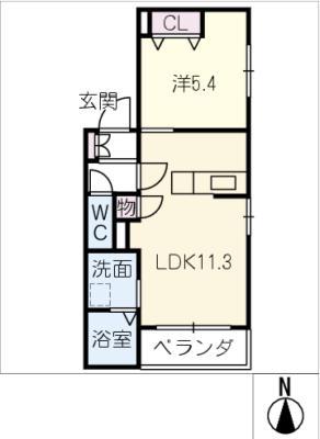 キャトルセゾン御器所(1LDK/3階)の間取り写真