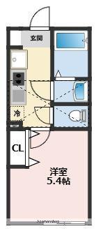 ヴィレセゾン長津田(1K/2階)の間取り写真