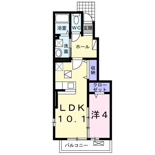ベルベットポー(1LDK/1階)の間取り写真
