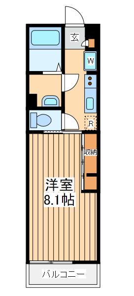 ファーレ カワサキ(1K/1階)の間取り写真