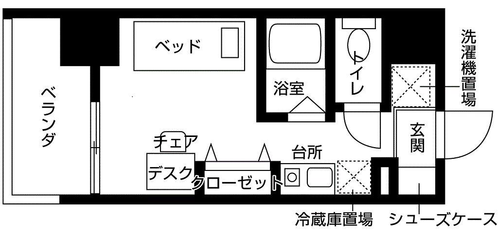 バウスクロス相模大野(ワンルーム/12階)の間取り写真