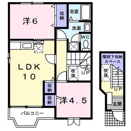 MK堀之内(2LDK/2階)の間取り写真